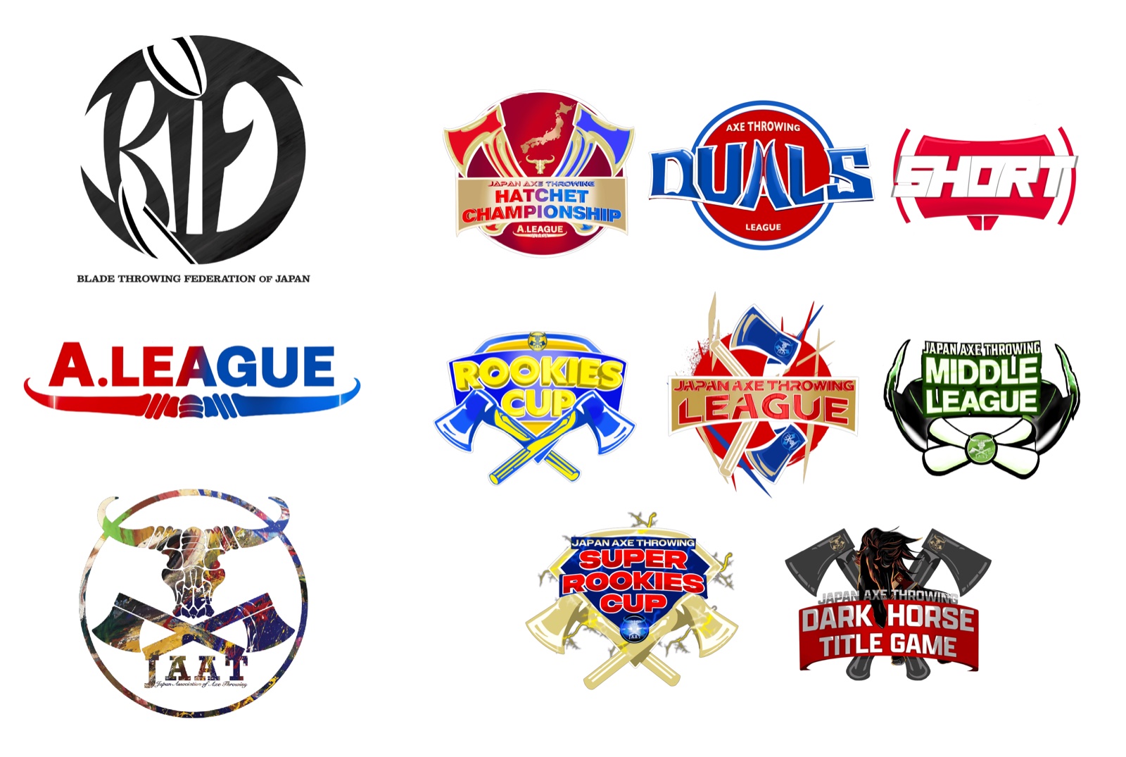 BTFJ・A.LEAGUE・JAAT と A.LEAGUE の各大会のロゴ